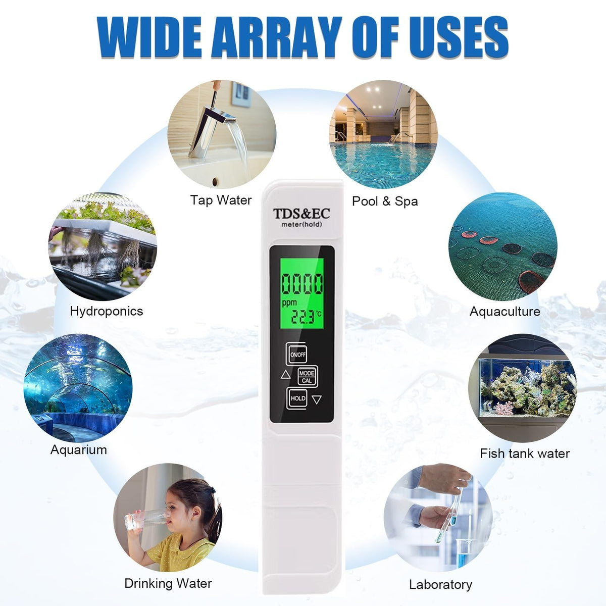 Digital Water Tester, Tester 3-in-1 Temperature and Meter, Ultrahigh Accuracy Water Quality Meter Meter for Drinking Water, etc