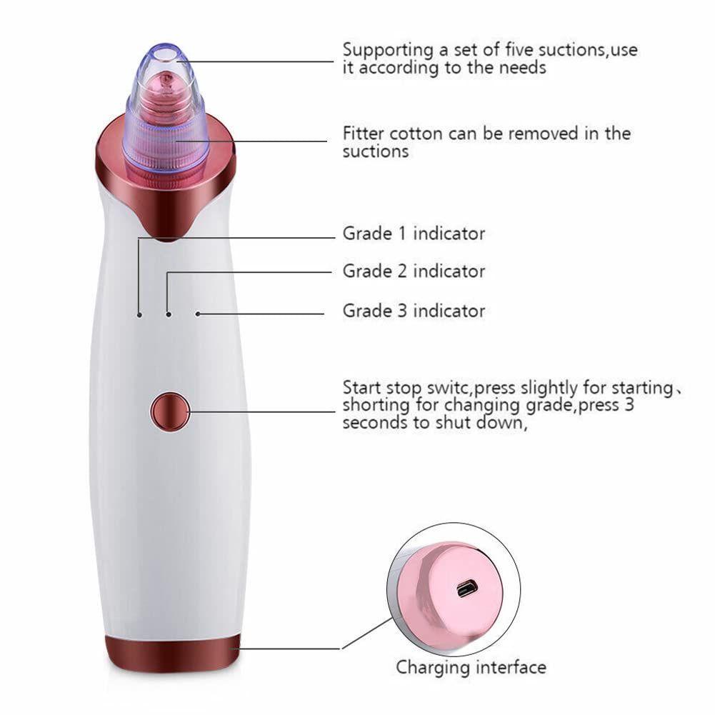 Electric Cleaner  Vacuum Pore Suction Face Beauty Instrument Head Sucker with Camera (White, One Size)