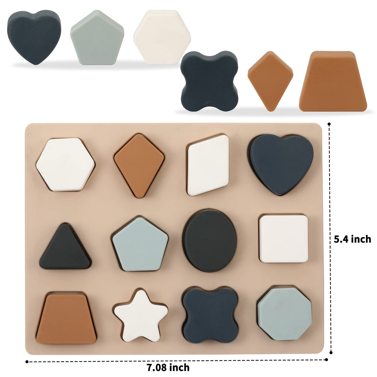 Toddlers Shape Silicone Puzzle Montessori Learning Shape Toy Board for Baby & Toddler Puzzles Toys Toddler Gifts