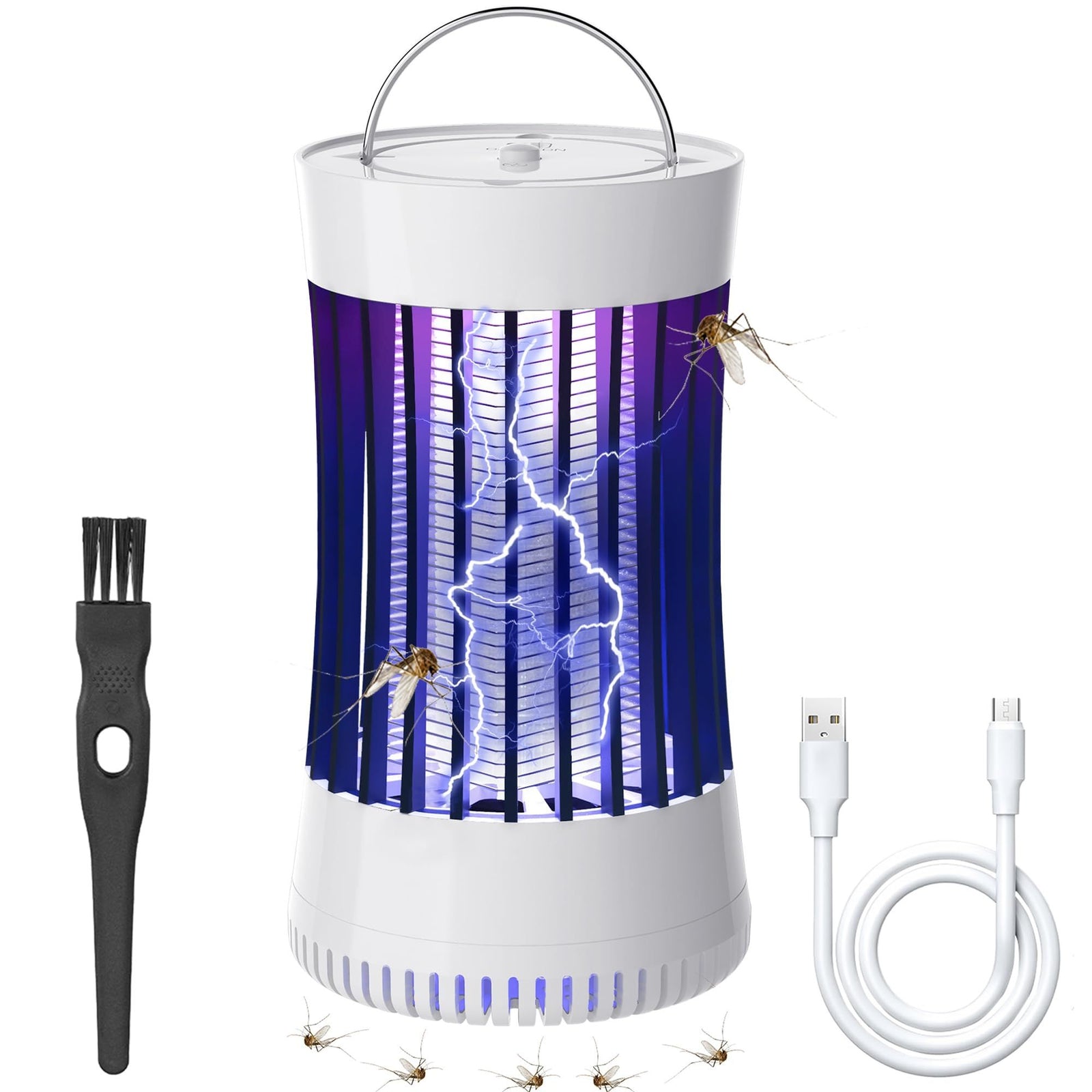 2-in-1 Indoor Electric Bug Zapper with Fan, Chargeable 1500V High Voltage Mosquitoes Killer with Hanger, Small Fly Insects Lamp