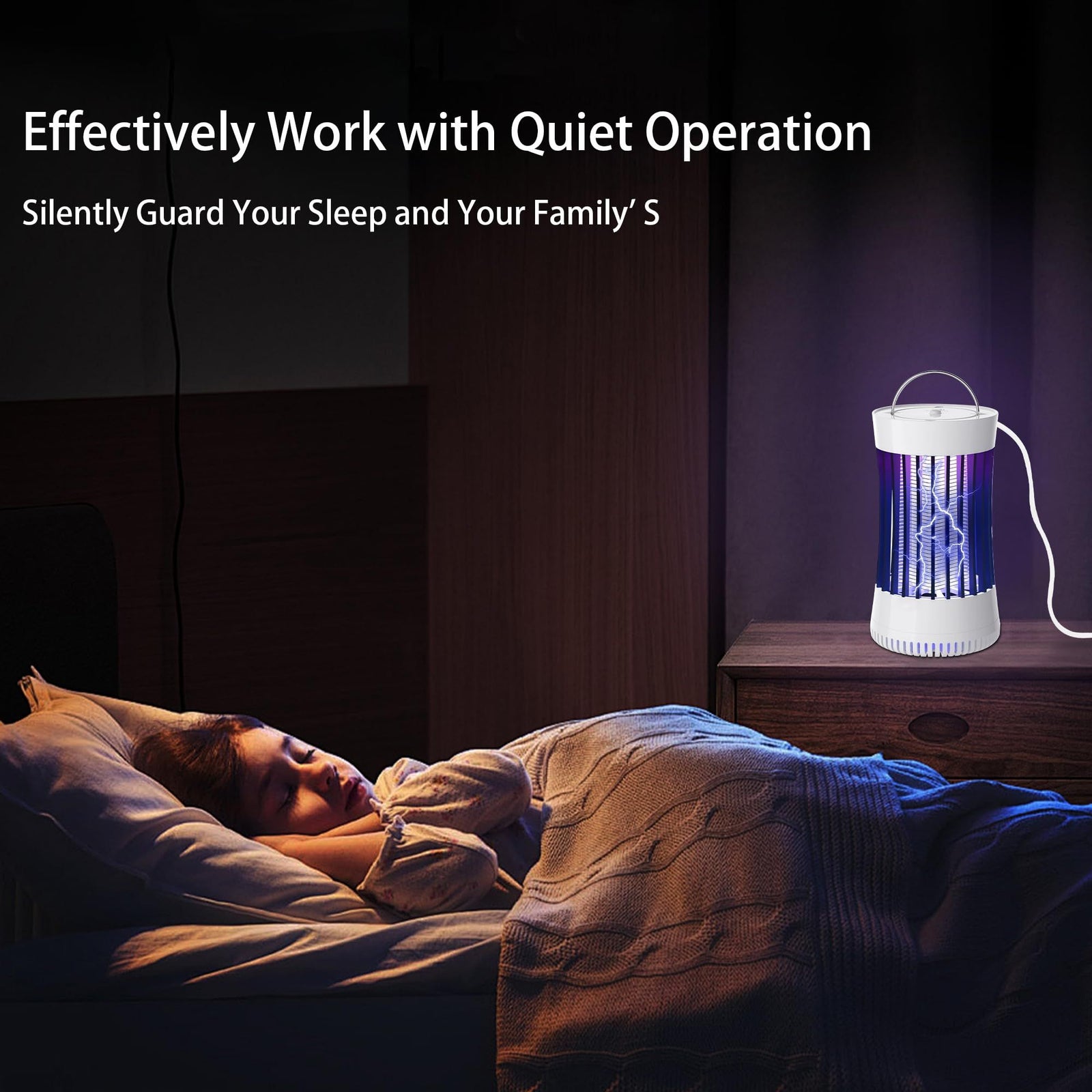 2-in-1 Indoor Electric Bug Zapper with Fan, Chargeable 1500V High Voltage Mosquitoes Killer with Hanger, Small Fly Insects Lamp