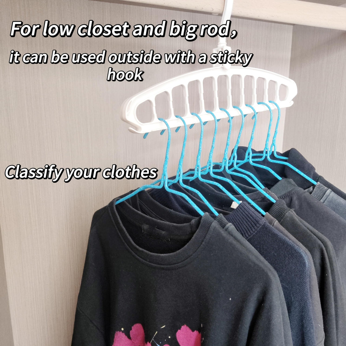 Plastic Clothes Hanger for Shirt Sweater,Collapsible Hanger Holder Stacker,College Dorm Apartment Home Essential, 2 Pack
