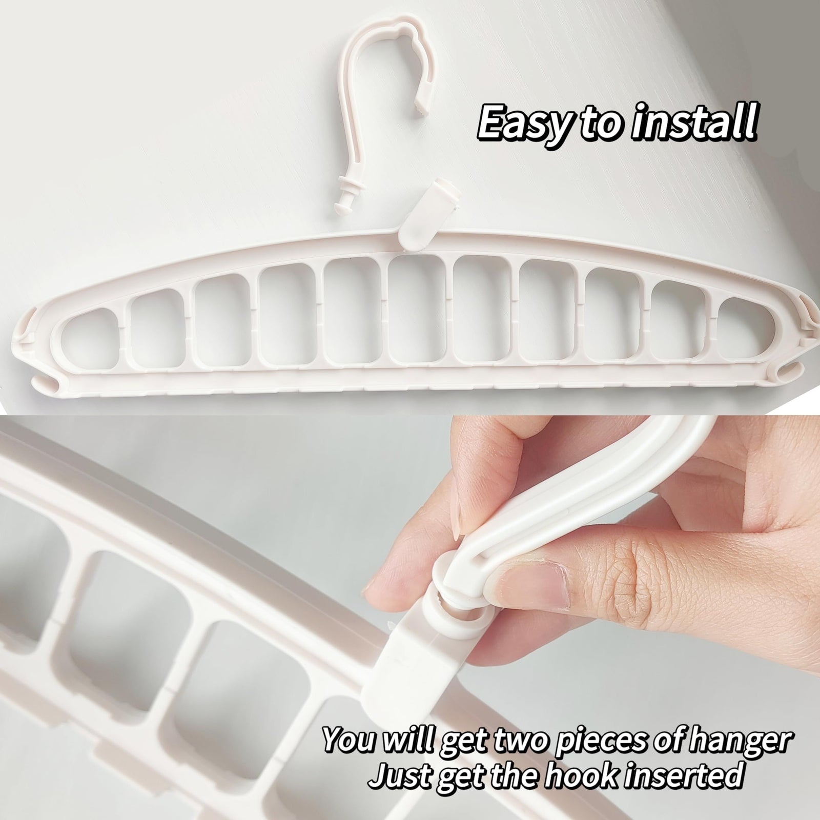 Plastic Clothes Hanger for Shirt Sweater,Collapsible Hanger Holder Stacker,College Dorm Apartment Home Essential, 2 Pack