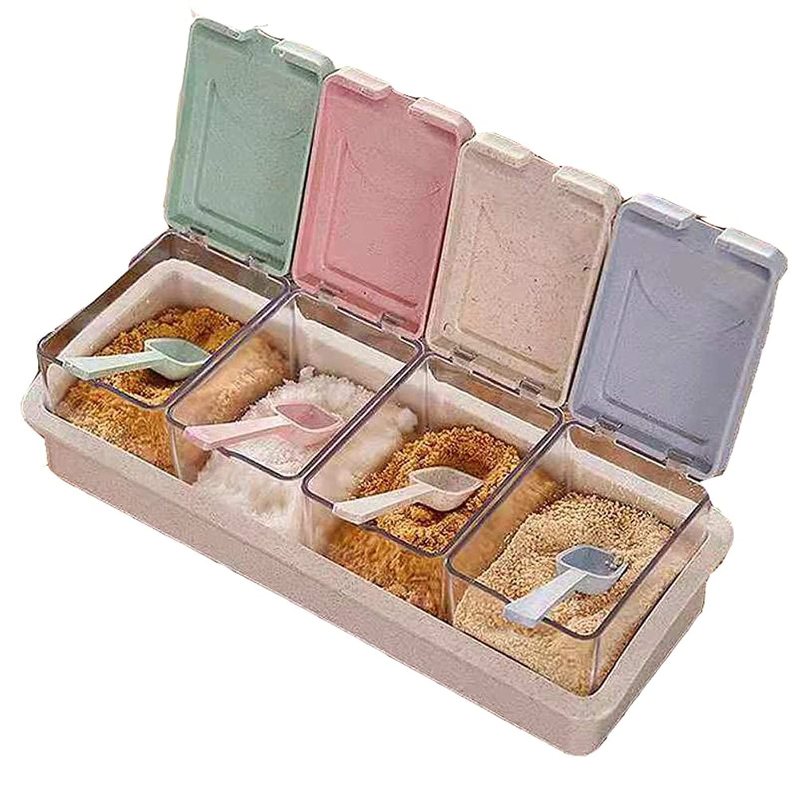 Seasoning Bottle Box Clear Seasoning Box and Container Seasoning Bottle Wheat Straw Spices Box Jars Condiment Organizer Creativity