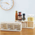 2 Pack 3 Grids Clear Seasoning Box with Handle and Spoon, Seasoning Storage Container Rack Combo Set with Removable Cruet