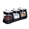 Glass Condiment Jar Spice Container with Lids and Spoons, Square Clear Seasoning Sugar Containers Set with Base,Sugar Pepper Salt