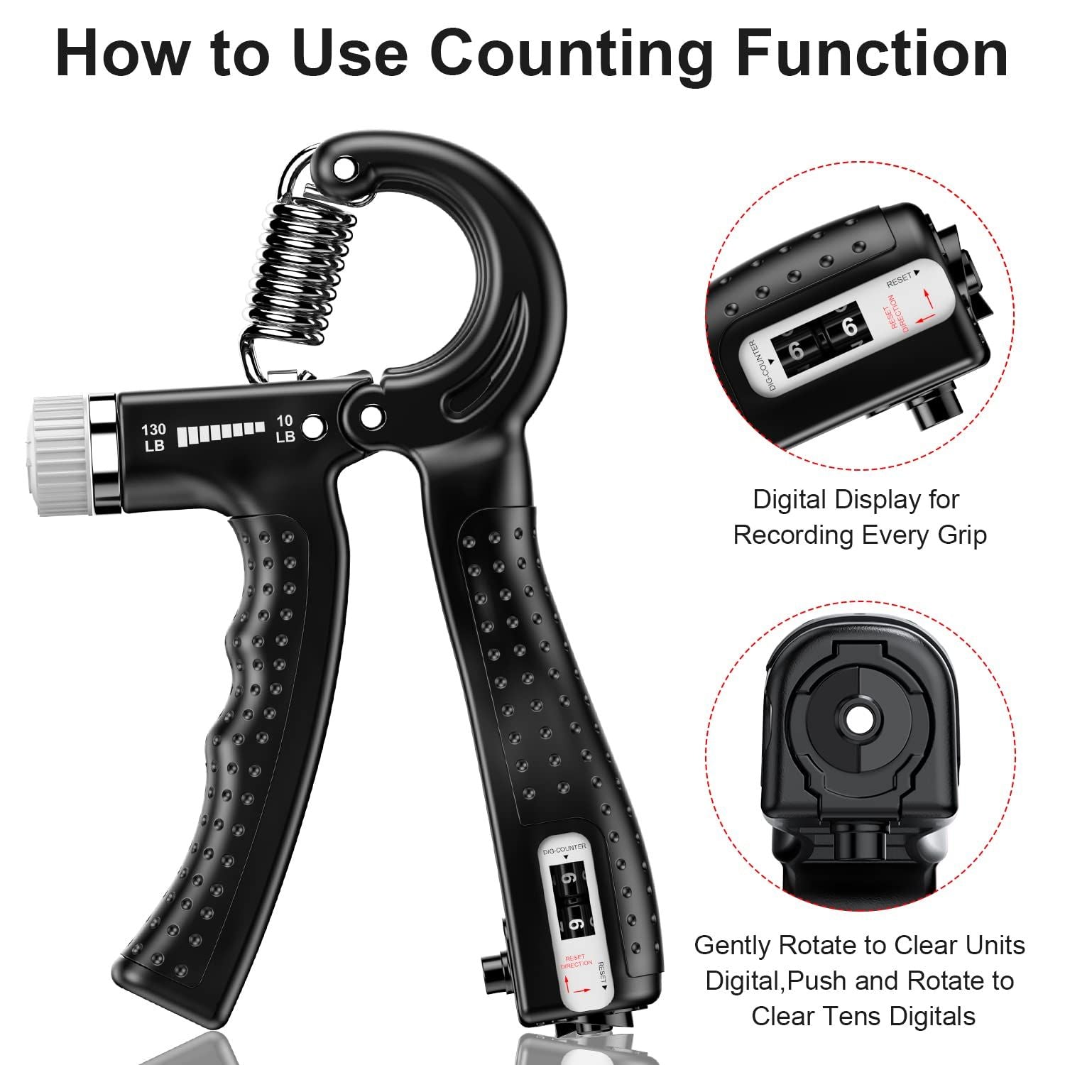 Hand Grip Strengthener 2 Pack Adjustable Resistance 10-130 lbs Forearm Exerciser，Grip Strength Trainer for Muscle Building