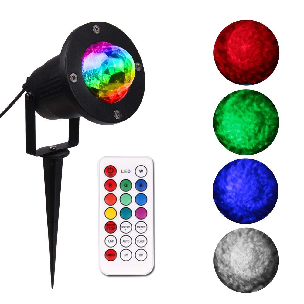 Water Wave Lights Projector Outdoor Waterproof LED Ripple Garden Lights  10 Colors Water Effect or Flame Fire Effect with Remote