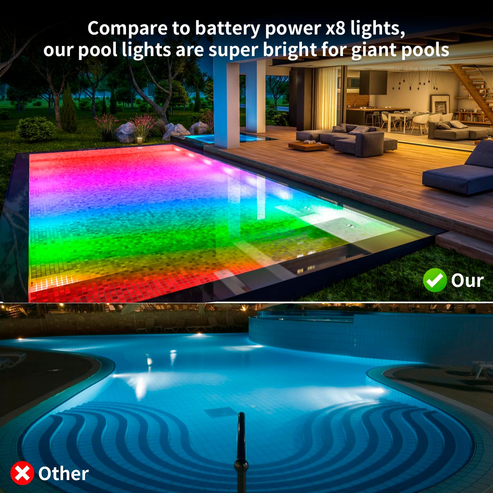 LED Pool Light, 20W RGB Dimmable Smart Magnetic Underwater Light with APP Control and Remote, IP68 Waterproof Swimming Pool