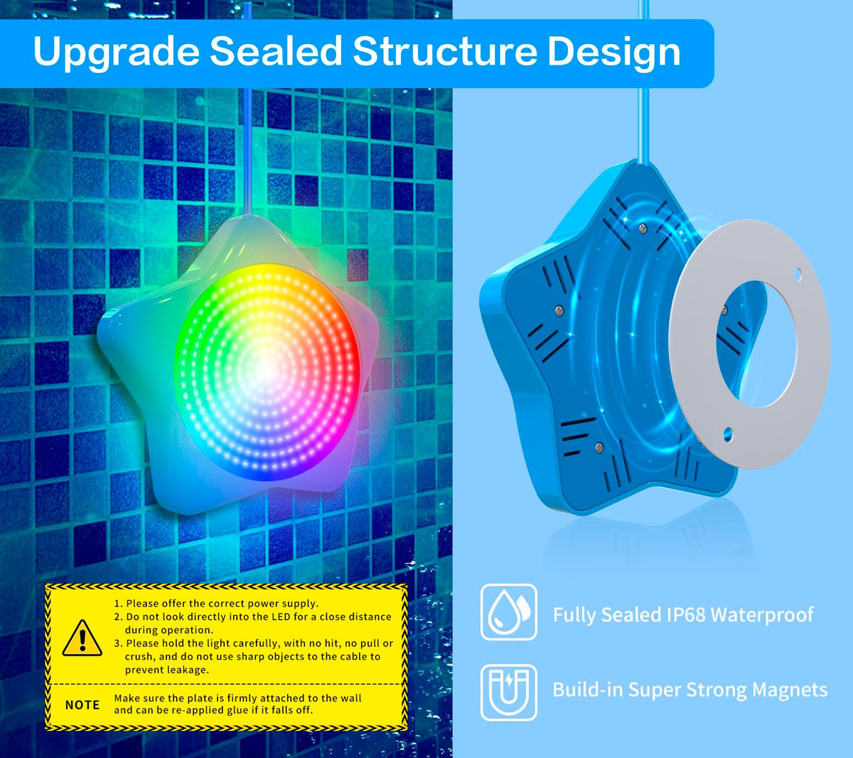 LED Pool Light, 20W RGB Dimmable Smart Magnetic Underwater Light with APP Control and Remote, IP68 Waterproof Swimming Pool