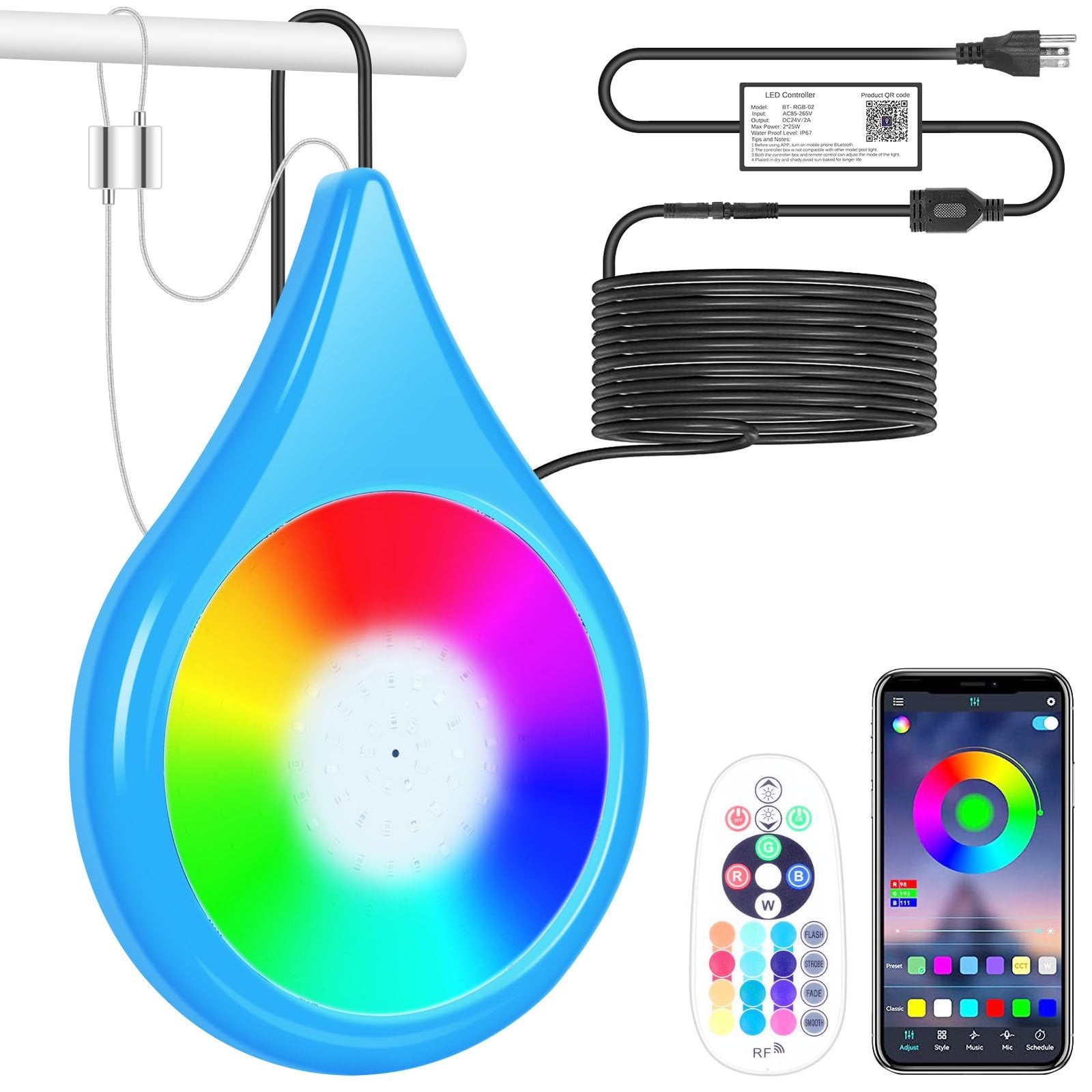Pool Lights for Above Ground Pools Underwater,Submersible LED Pool Lights for Inground Pools Waterproof Changing Magnetic Pool