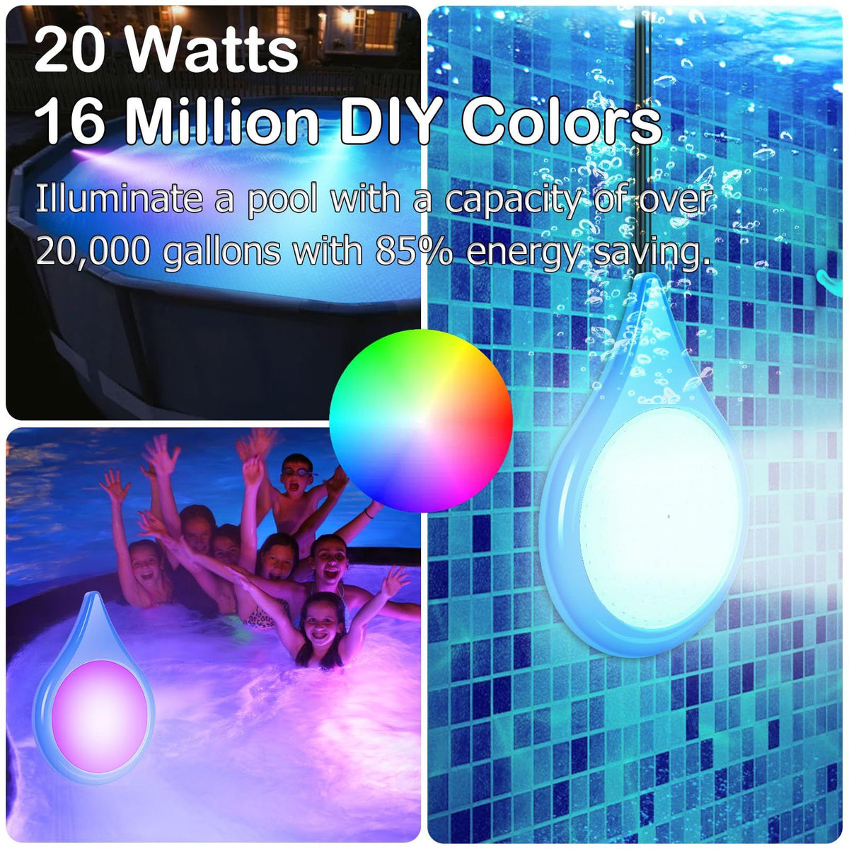 Pool Lights for Above Ground Pools Underwater,Submersible LED Pool Lights for Inground Pools Waterproof Changing Magnetic Pool