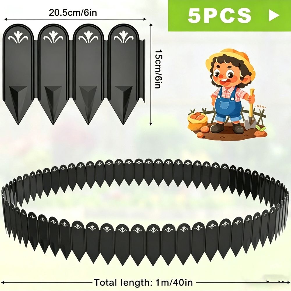 Garden Edging Border,Lawn Garden Fence Edgings 6X 8 Garden Edging Plastic Landscape Edging with 20Pcs Stakes for The Yard,Lawn Edging,Lawn Garden Flower Beds