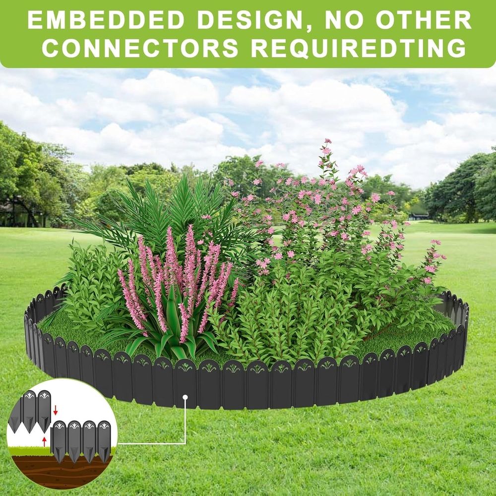 Garden Edging Border,Lawn Garden Fence Edgings 6X 8 Garden Edging Plastic Landscape Edging with 20Pcs Stakes for The Yard,Lawn Edging,Lawn Garden Flower Beds