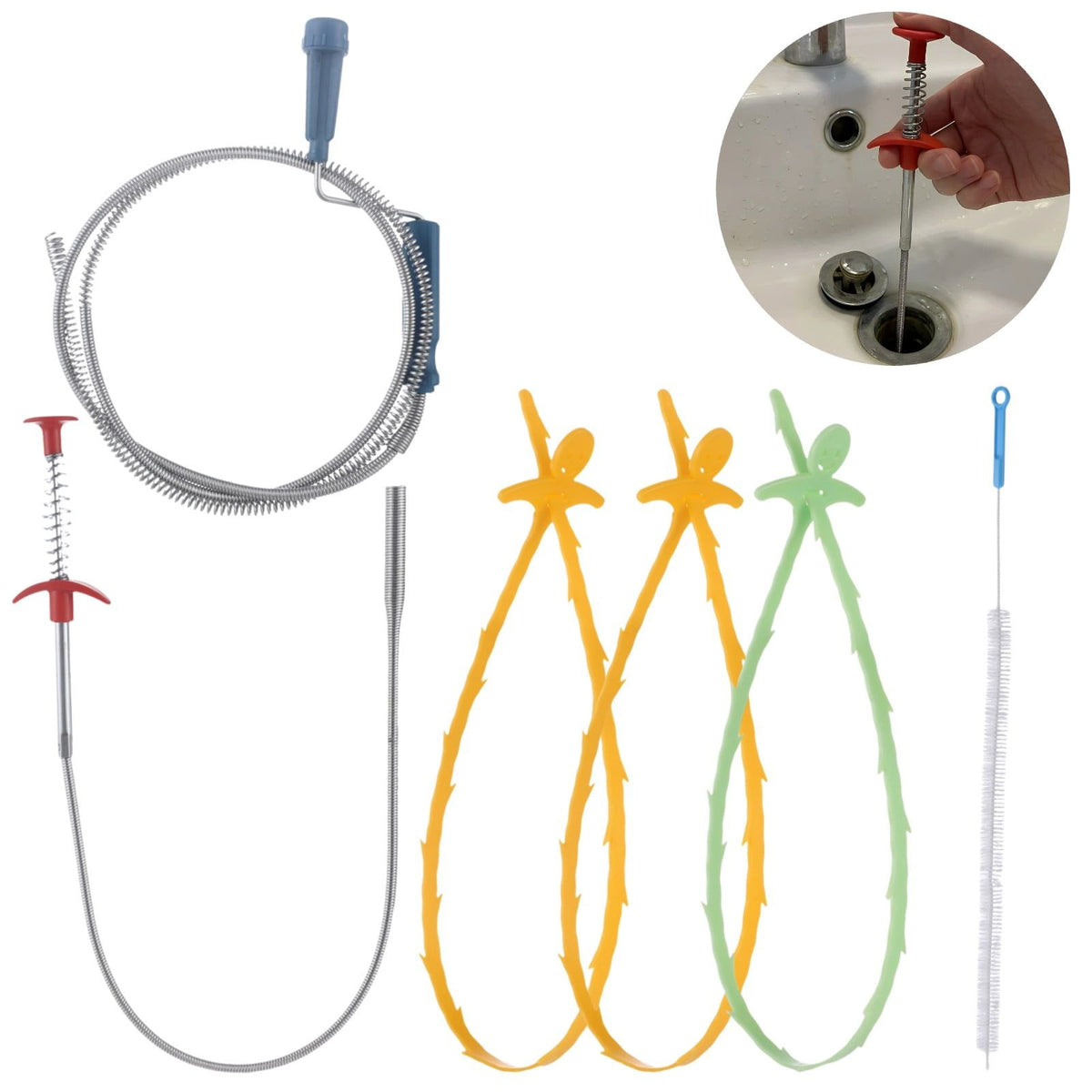6PCS Drain Cleaning Tool Kit, Flexible 55.1