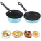 2PCS Mini Cookware Set, 4.7" Nonstick Frying Pan & Milk Pot with Hanging Hole, Portable Single Serving Cooking Kit, Ideal for Camping, RV and Dorm Use