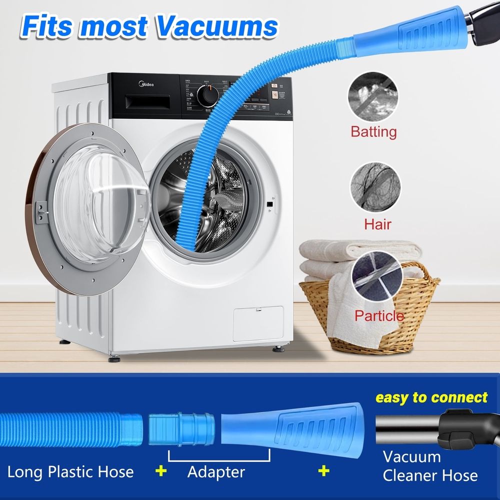 5 Pieces Dryer Vent Cleaner Kit, Dryer Lint Vacuum Attachment and Flexible Dryer Lint Brush,Gap brush， Vacuum Hose Attachment, Blue .