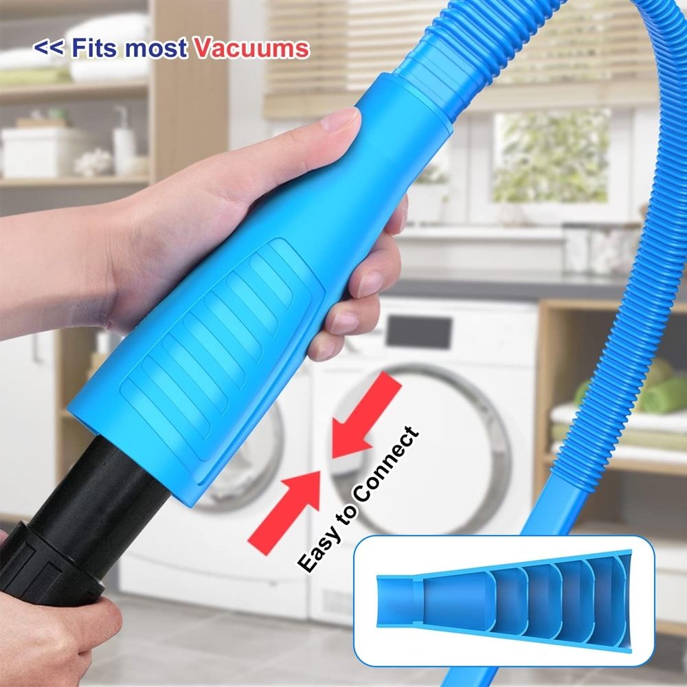 5 Pieces Dryer Vent Cleaner Kit, Dryer Lint Vacuum Attachment and Flexible Dryer Lint Brush,Gap brush， Vacuum Hose Attachment, Blue .