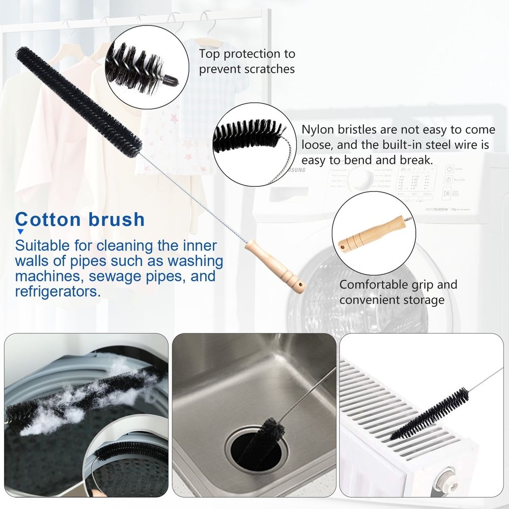 5 Pieces Dryer Vent Cleaner Kit, Dryer Lint Vacuum Attachment and Flexible Dryer Lint Brush,Gap brush， Vacuum Hose Attachment, Blue .