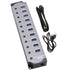 Aluminum Alloy 10-Port Powered USB Hub for Desktop Setup, 10 USB 3.0 Ports, RGB E-Marker, Individual Switches, Heat Dissipation