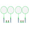 4X Badminton Rackets for Children,Shuttlecocks Racquet Sports Set with 4 Balls for Players Indoor Outdoor Green