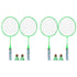 4X Badminton Rackets for Children,Shuttlecocks Racquet Sports Set with 4 Balls for Players Indoor Outdoor Green