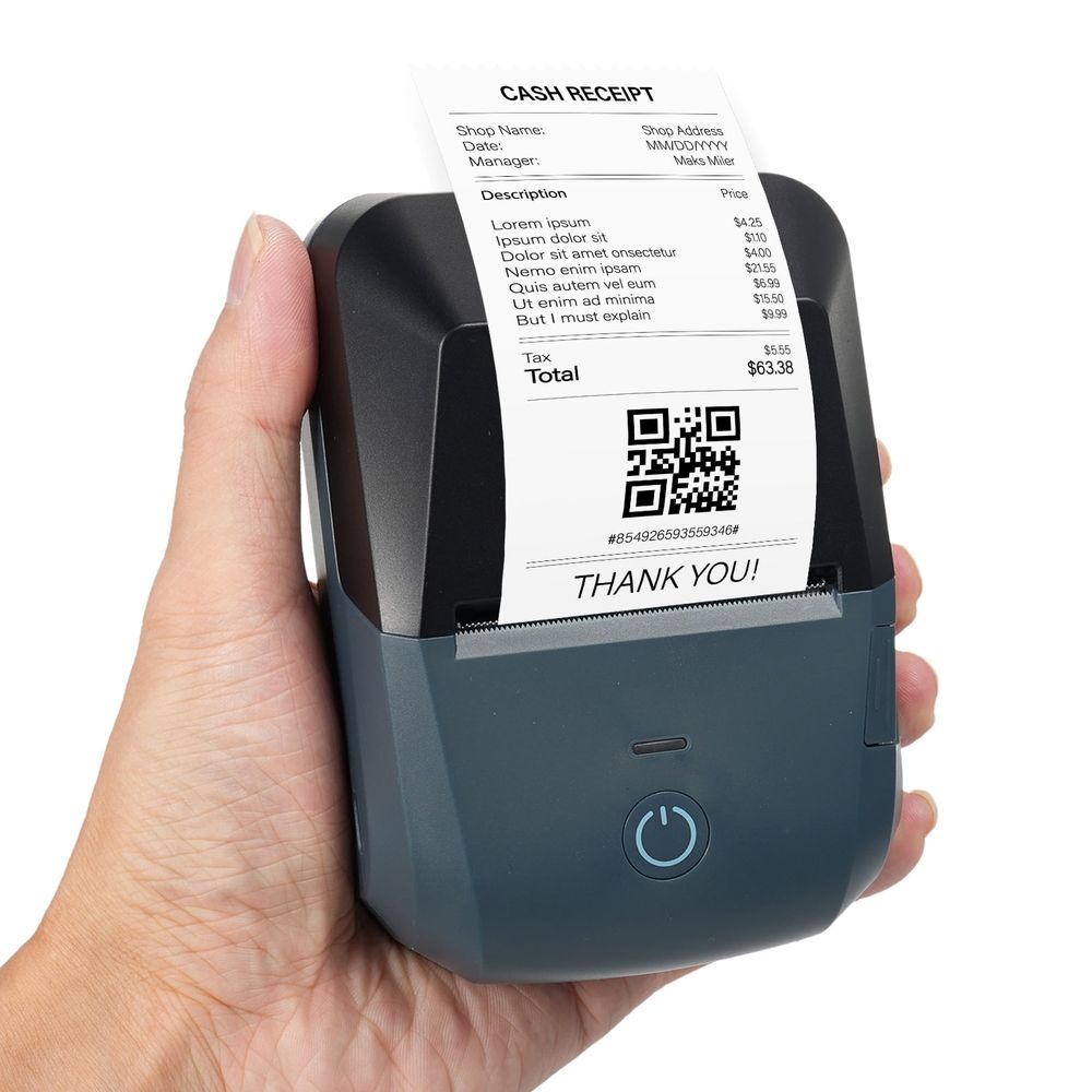 thermal printer Bt Portable Receipt Printer 58mm Mini Thermal Label Maker BT USB Connection 203dpi Mobile Printer with 2 Inch Thermal Paper Roll Compatible with /iOS System for