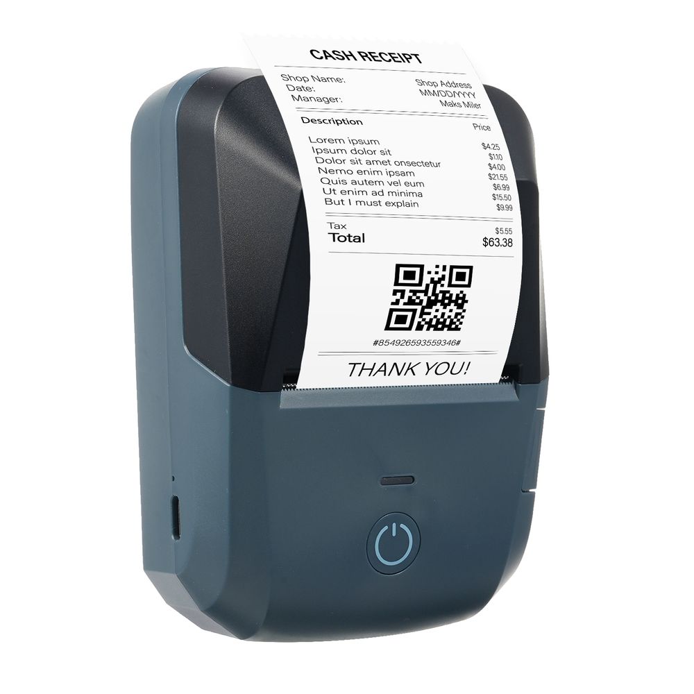 thermal printer Bt Portable Receipt Printer 58mm Mini Thermal Label Maker BT USB Connection 203dpi Mobile Printer with 2 Inch Thermal Paper Roll Compatible with /iOS System for