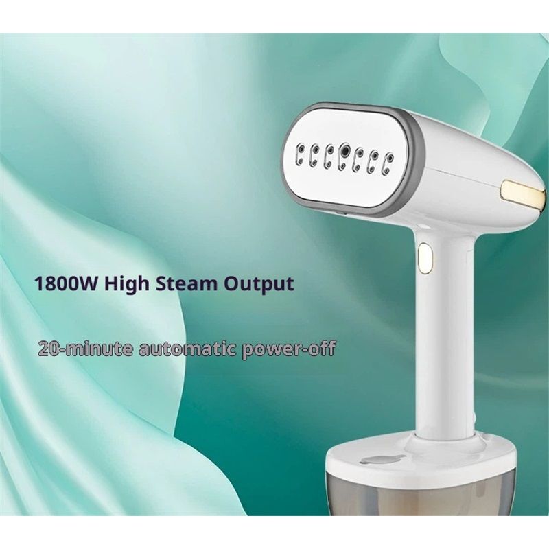 Powerful Handheld Fabric Steamer - 1800W with Fast Ceramic Heat-Up Plate, 2-in-1 Ironing & Wrinkle Remover, Steam Nozzle, Lint Brush - White, for US plug Only