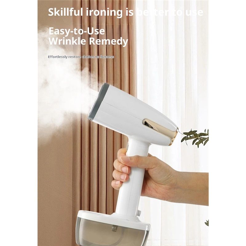 Powerful Handheld Fabric Steamer - 1800W with Fast Ceramic Heat-Up Plate, 2-in-1 Ironing & Wrinkle Remover, Steam Nozzle, Lint Brush - White, for US plug Only