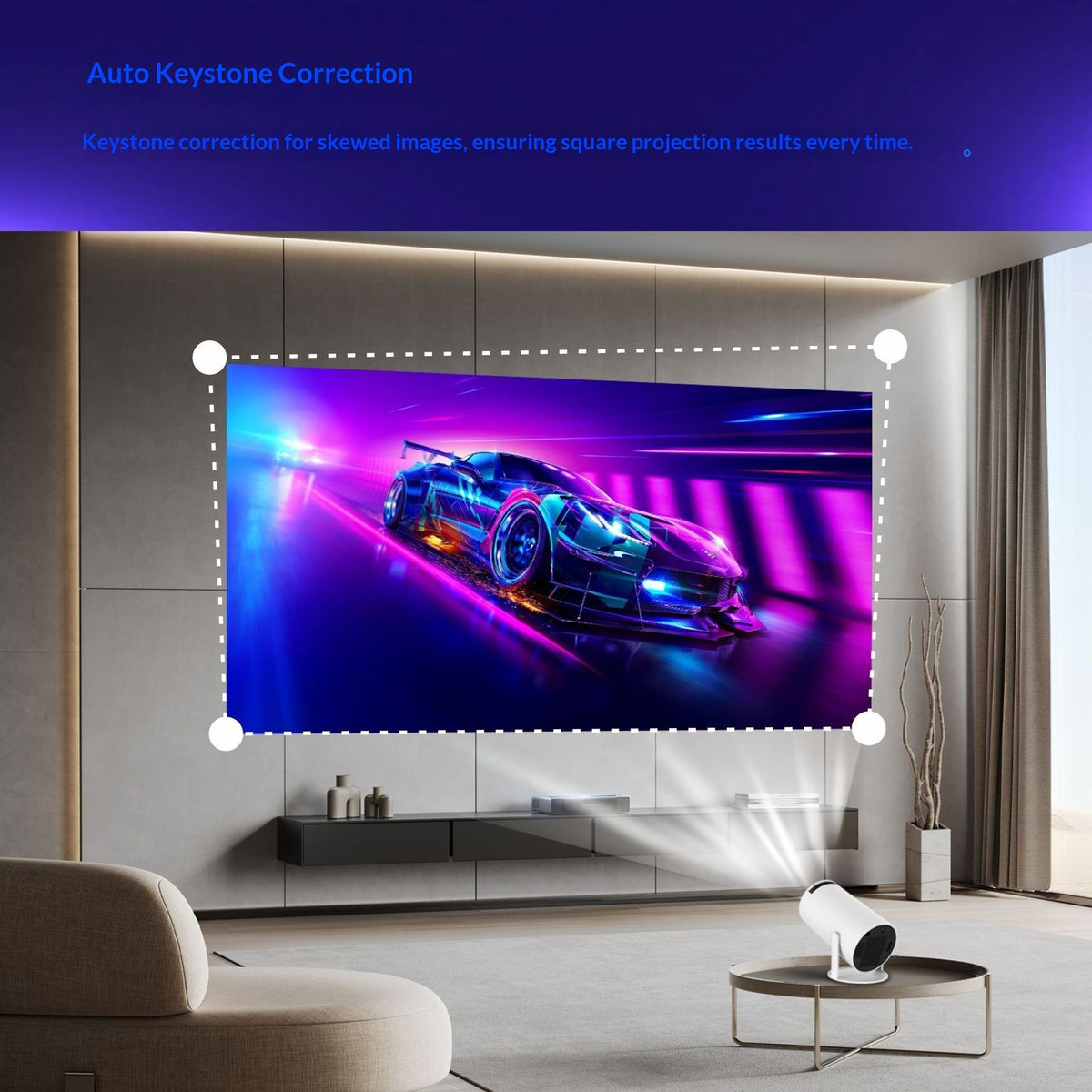 Mini Projector Smart Portable Projector with 180° Rotation, Auto Keystone, Support 1080P, Compatible with HDMI/USB
