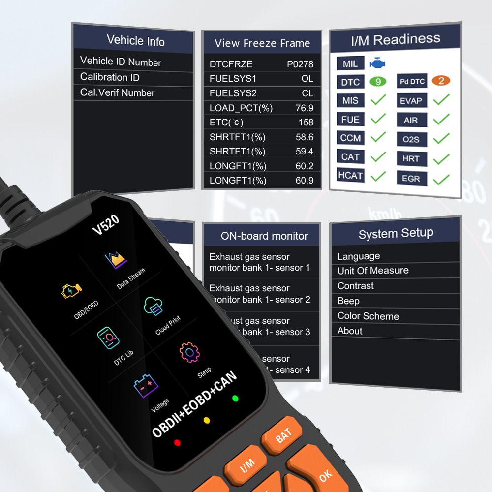 Professional OBD2 Car Scanner Diagnostic Tool, Enhanced V520 Vehicle OBDII/EOBD Check Engine with Read/Erase Fault Code, Auto Code Reader Scanner
