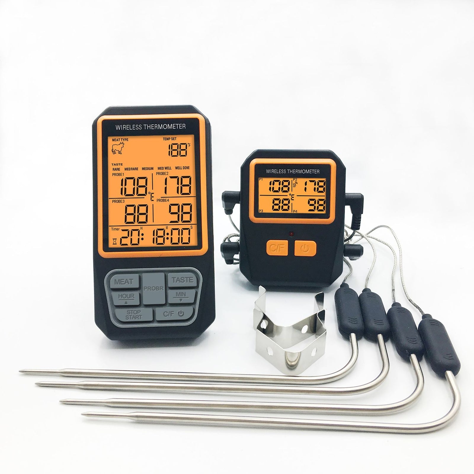 Long Range Wireless Meat Thermometer for Grilling and Smoking with 4 Probes BBQ Grill Kitchen Food Cooking Digital Thermometer for Meat