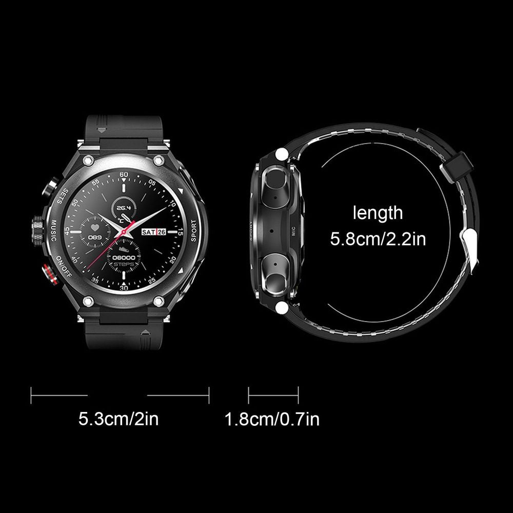 Smart Watch , T92 Smartwatch With Earbuds MP3 Bluetooth Earphones 3-in-1 1.28-inch Smartwatch With Built-in Wireless Earbuds Speaker Circular Fitness Music