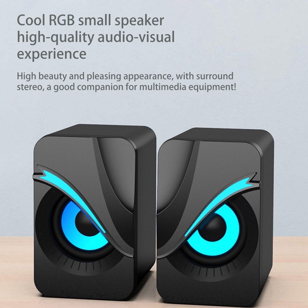 Bluetooth Speaker, Desktop Speakers, Light Emitting Computer Speaker USB Mobile Phone Laptop Desktop Mini Speaker Hifi Stereo Sound Cable Subwoofer Computer Audio 2 Pcs