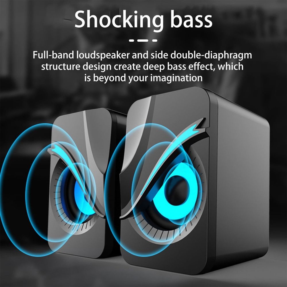 Bluetooth Speaker, Desktop Speakers, Light Emitting Computer Speaker USB Mobile Phone Laptop Desktop Mini Speaker Hifi Stereo Sound Cable Subwoofer Computer Audio 2 Pcs