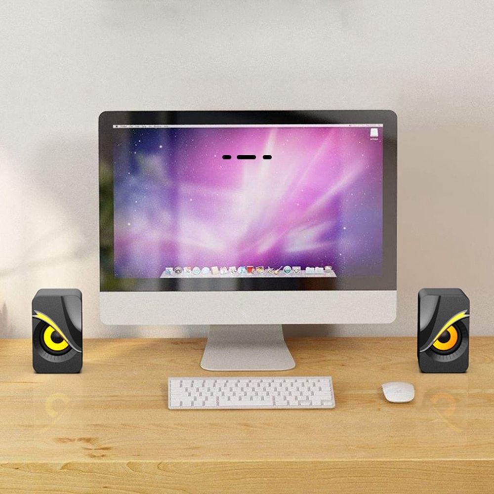 Bluetooth Speaker, Desktop Speakers, Light Emitting Computer Speaker USB Mobile Phone Laptop Desktop Mini Speaker Hifi Stereo Sound Cable Subwoofer Computer Audio 2 Pcs