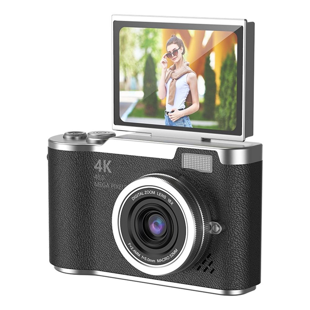 Digital Camera with 2.4 Inch Flip Screen, Autofocus 1080P HD Selfie Camera - Compact Travel Camera, 8X Zoom, Anti-Shake, Beauty Mode, Rechargeable Battery for Students & Beginners