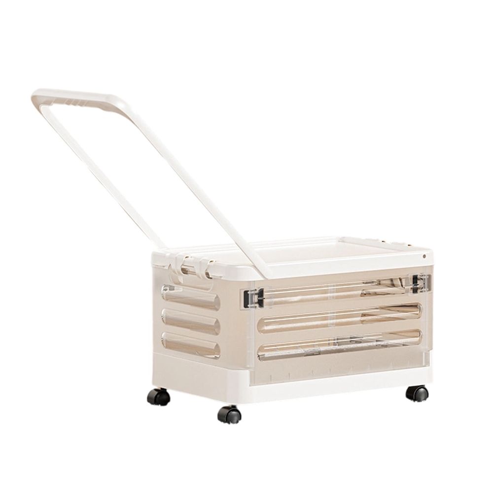Storage Bins with Wheels, Foldable Rolling Storage Cart for Home Organization, Toy Storage Organizer, Plastic Container with Lid for Books, Clothes, Office Supplies