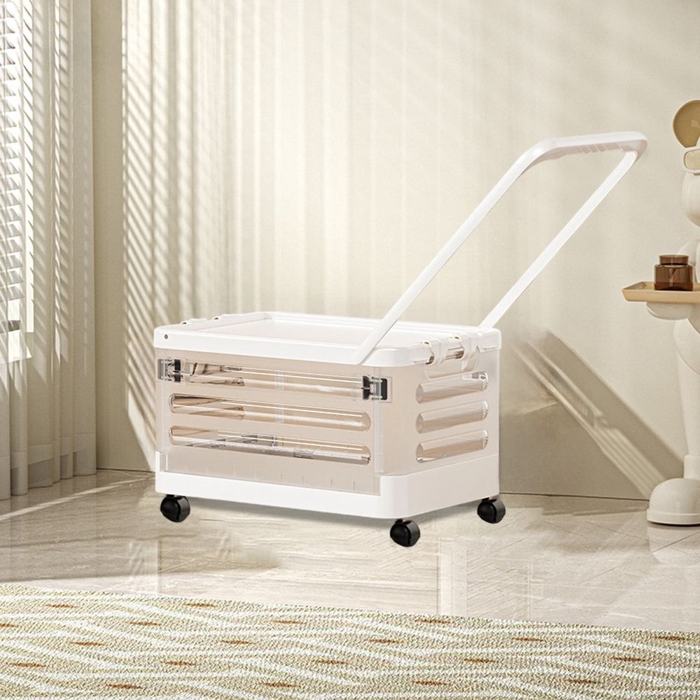 Storage Bins with Wheels, Foldable Rolling Storage Cart for Home Organization, Toy Storage Organizer, Plastic Container with Lid for Books, Clothes, Office Supplies