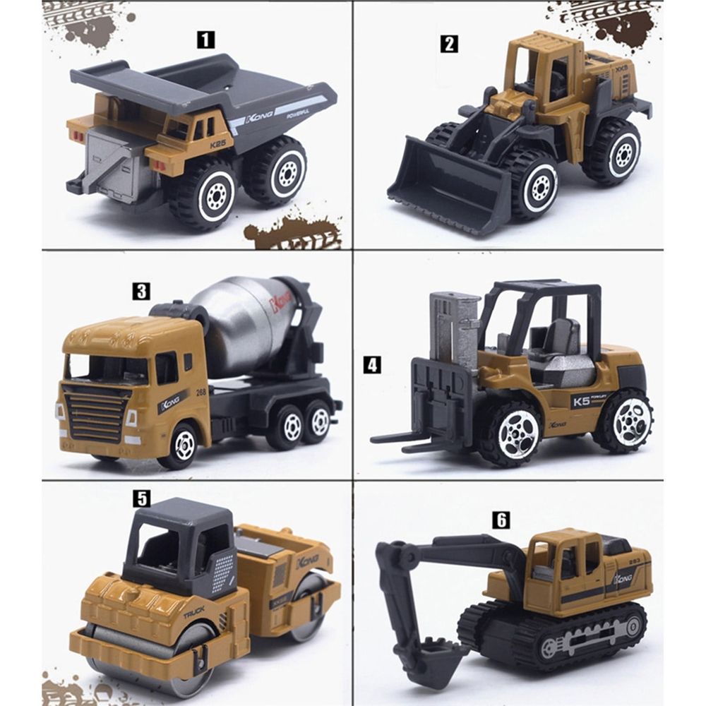 Alloy Construction Vehicle Set, 1:64 Scale Die-Cast Models with Excavator and Forklift, No Battery Educational Toy for Children, Durable and Safe Design