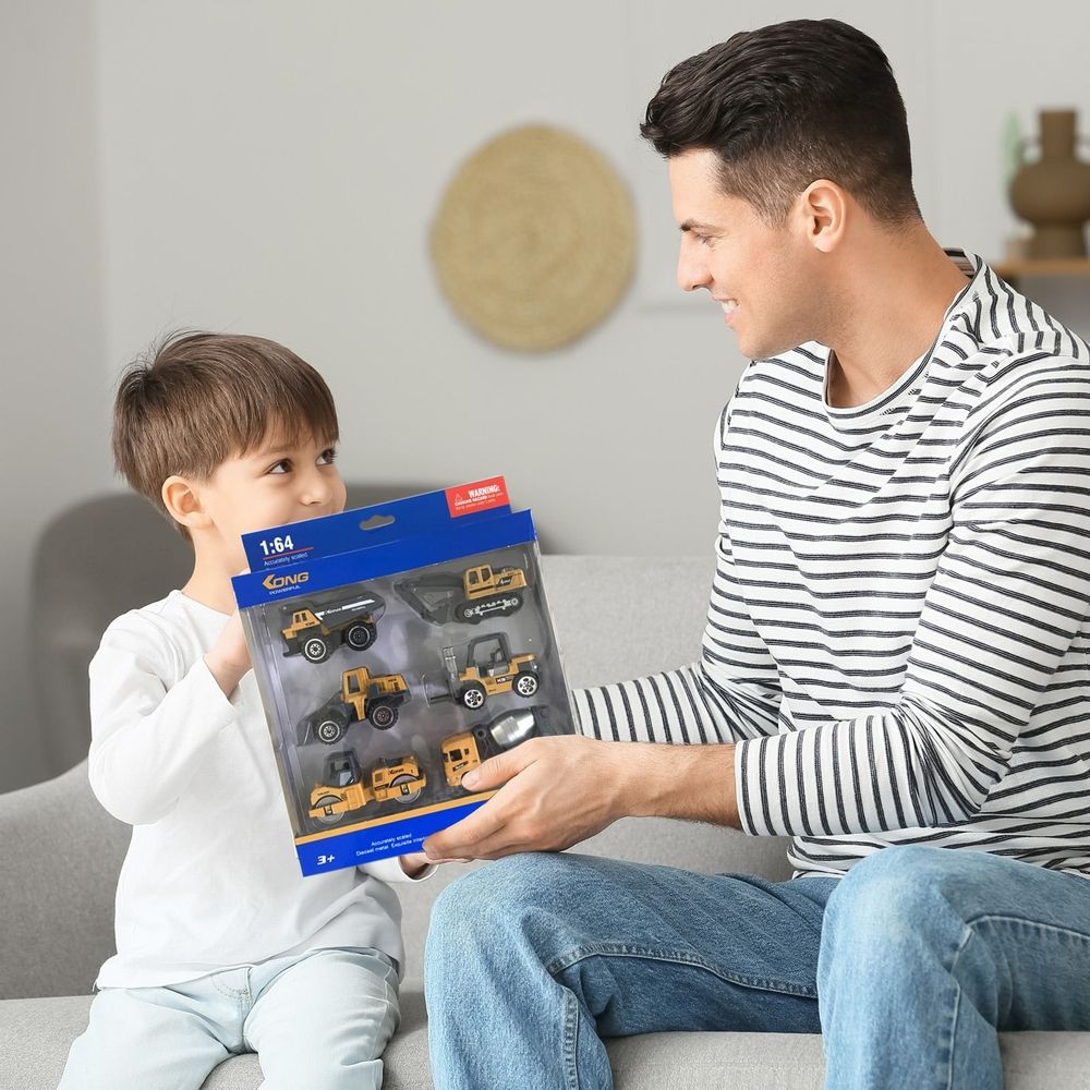 Alloy Construction Vehicle Set, 1:64 Scale Die-Cast Models with Excavator and Forklift, No Battery Educational Toy for Children, Durable and Safe Design