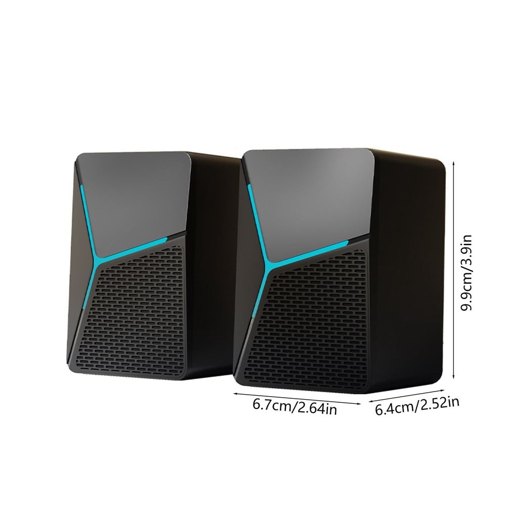 Computer Speakers, USB Powered Desktop Speakers with RGB Lights, 3.5mm Wired PC Gaming Speakers for Laptop, Enhanced Stereo Sound, Plug and Play, Set of 2