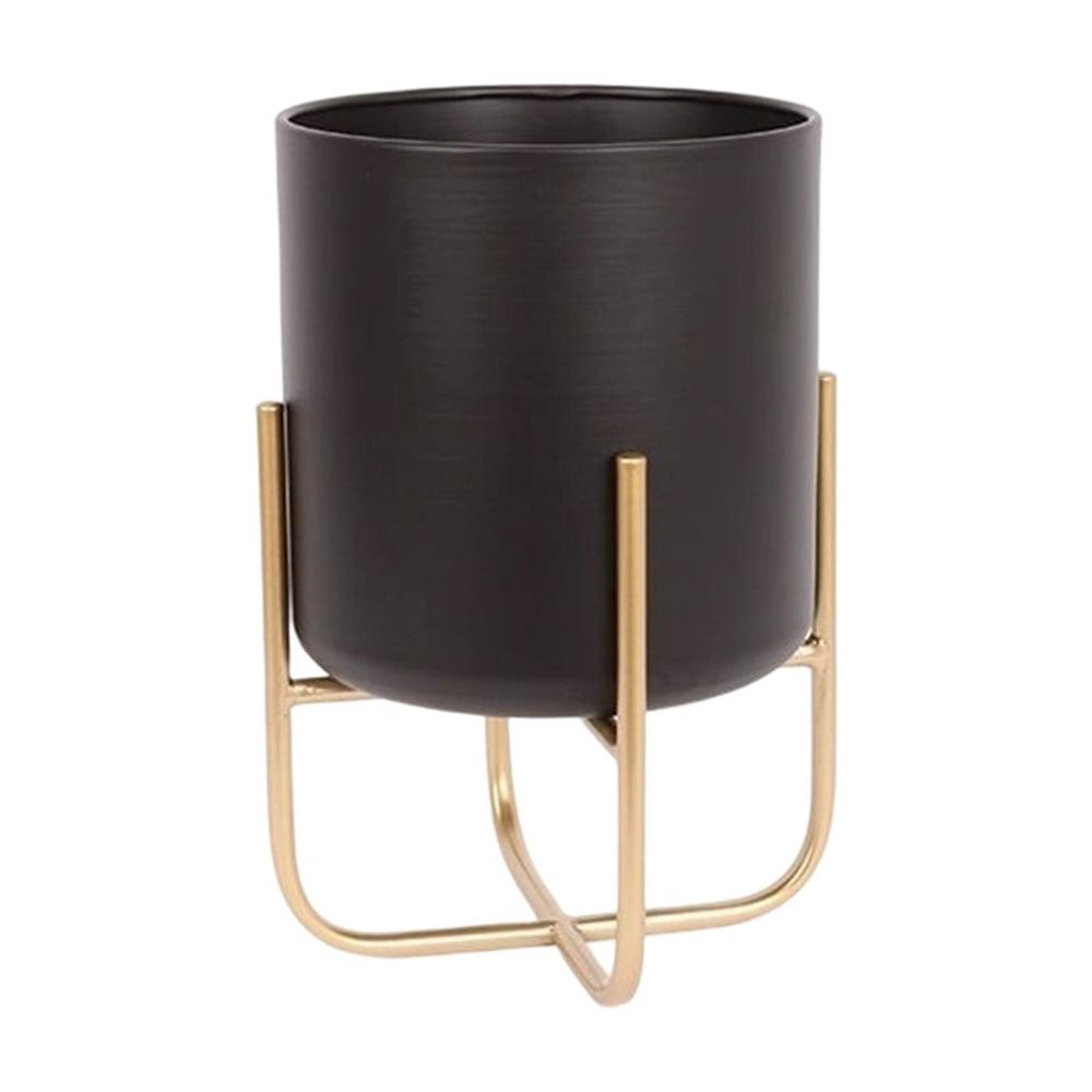 Large Planters with Stand, Floor Standing Metal Plant Pots with Drainage Holes for Indoor Plants, Tall Decorative Container for Living Room, Office, Balcony Decor