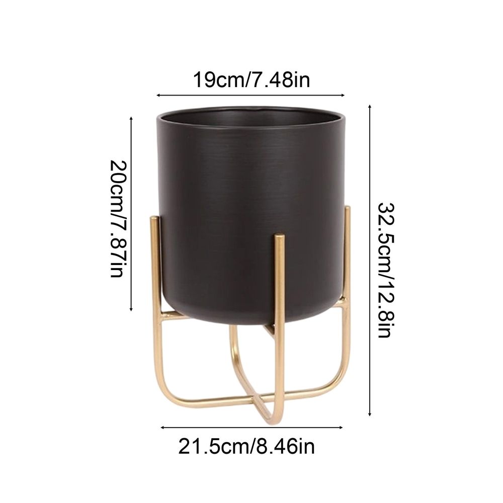 Large Planters with Stand, Floor Standing Metal Plant Pots with Drainage Holes for Indoor Plants, Tall Decorative Container for Living Room, Office, Balcony Decor