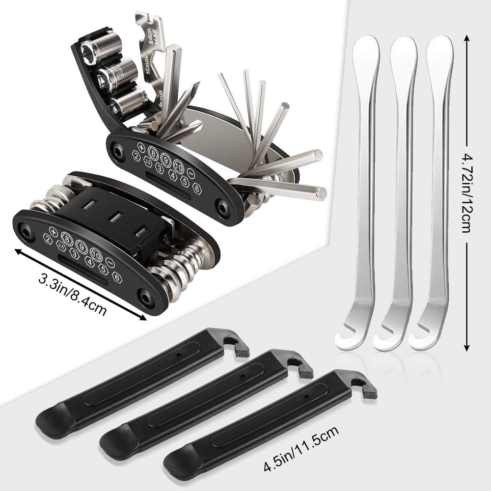 16-in-1 Tools Kit for Bicycle Multifunctional Bicycle Tool Repair Set Bike Replacement Accessories with Wrench and Screwdriver Black