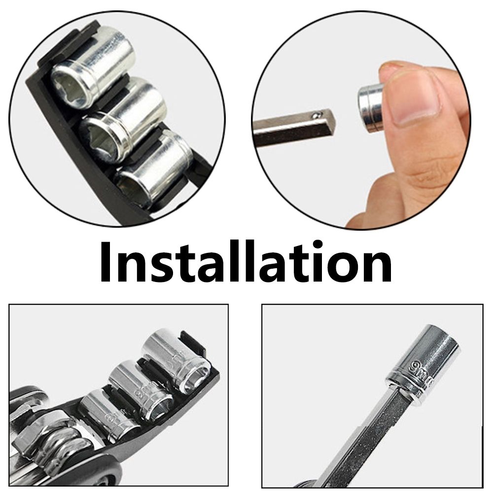 16-in-1 Tools Kit for Bicycle Multifunctional Bicycle Tool Repair Set Bike Replacement Accessories with Wrench and Screwdriver Black