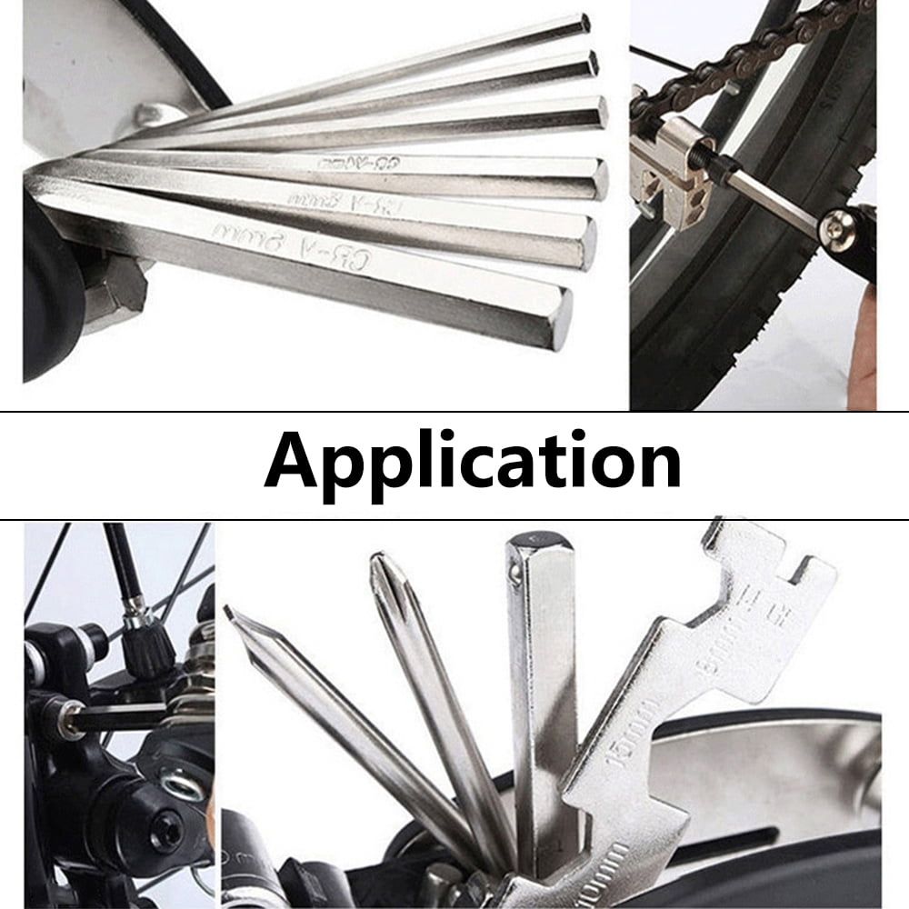 16-in-1 Tools Kit for Bicycle Multifunctional Bicycle Tool Repair Set Bike Replacement Accessories with Wrench and Screwdriver Black