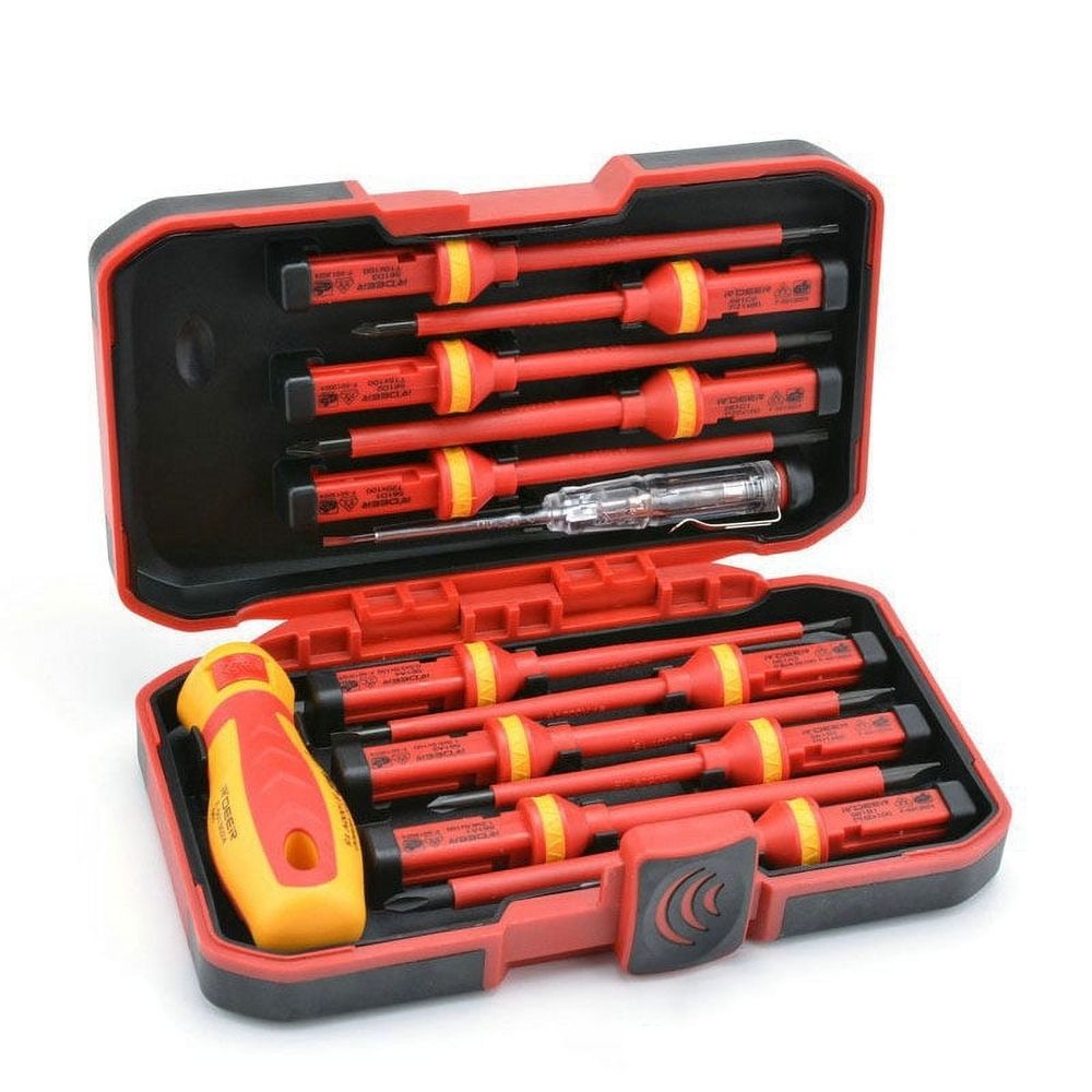 13Pcs VDE Insulated Electrician Screwdriver Set Magnetic Phillips Slotted Screwdriver Red