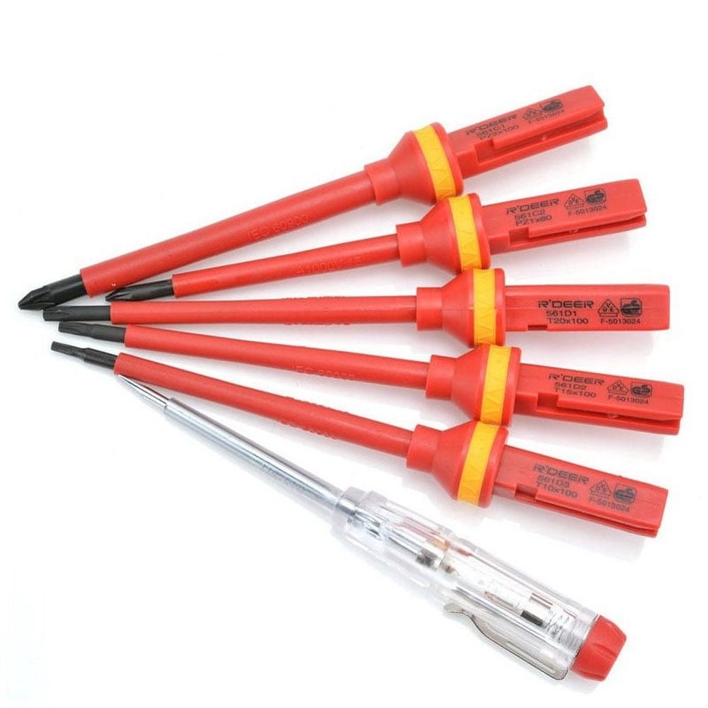13Pcs VDE Insulated Electrician Screwdriver Set Magnetic Phillips Slotted Screwdriver Red